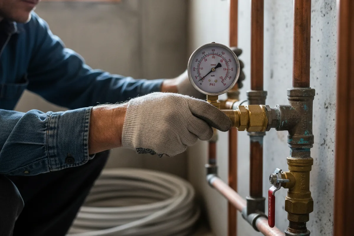 Pressure testing a repaired line during Water Line Repair in Nunn